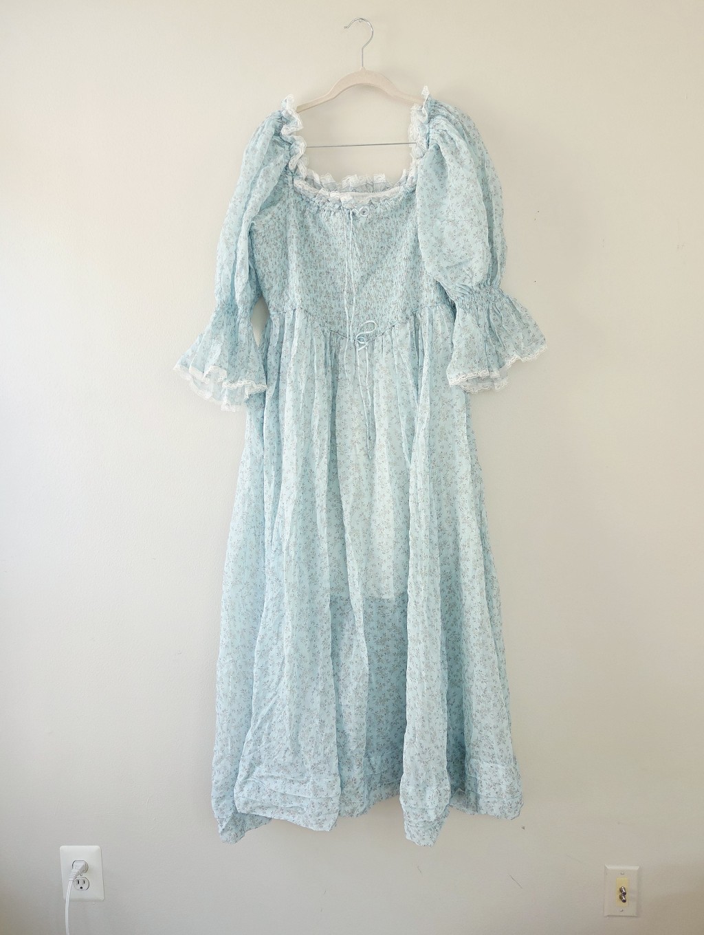 Linennaive Ariana Smocked Dress In Ice Blue Cottagecore Milkmaid Dress Xl — image 5 of 8